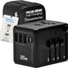 PD 35W Universal Travel Adapter Worldwide – 6in1 Powerful European Travel Plug Adapter with 3 USB-A, 35W PD Fast Charging Port USB C Wall Charger – All in One International Plug Adapter