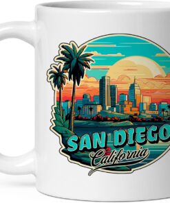 San Diego California Mug for Women Men Ceramic Mugs Tea Coffee Cup with Handle Cute White Mug Size – 11 oz Funny Novelty Nice Graphic Design Print Mug for Kitchen ID44994