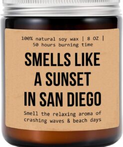 Smells Like A Sunset in San Diego Candle – San Diego Decoration Candle – Moving to San Diego – San Diego Gift – Aromatherapy Glass Candle Jar – Non-Toxic Ingredients