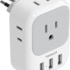 TESSAN Italy Travel Plug Adapter, US to Italian Power Adapter with 4 Outlets and 3 USB Ports, Type L Electrical Outlet Adaptor for USA to Chile Rome Uruguay