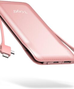 TG90° 10000mah Portable Charger Power Bank with Built-in Cables,Travel Essentials Battery Pack with Cords Portable Phone Charger Compatible with iPhone16/15 Series and Android Phones