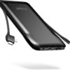 TG90° Portable Charger with Cords 10000mAh Power Bank with Built in Cables Battery Backup Cell Phone External Battery Pack Compatible with iPhone16/15 and Android Phone Travel Battery Pack