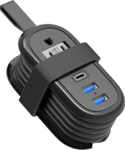 Travel Essentials BEVA Travel Power Strip with USB C Ports, Non Surge Protector with 4FT Travel Extension Cord, 2 Outlets 3 USB Ports, Cruise Ship Essentials Travel Accessories(3.4A Charge Black)