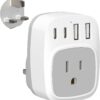 US to UK Ireland Travel Plug Adapter, Type G International Power Adapter with 1 AC Outlet 4 USB Ports (2 USB C), European Plug Converter for USA to England Scotland British London Qatar Irish