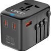 Universal Travel Adapter – GaN 65W Fast Charger – 3 USB C & 1 USB A Ports & AC Outlets International Power Adapter – High Power Worldwide Travel Plug Adaptor for Europe UK US AUS (Type C/G/A/I)