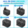 Universal Travel Adapter, International Plug Adapter with 4 USB Outlets, Travel Worldwide Essentials, Wall Charger Adapter for UK EU Europe Ireland AU