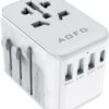 Universal Travel Adapter,AOFO International Plug Adapter with 4 USB Ports (1 USB C) Wall Charger, Worldwide Power Outlet Travel Essentials for US to European EU UK AUS