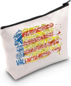 Valencia Spain Lover Makeup Bag Spanish Valencia Map Travel Vacation Holiday Cosmetic Bag BFF Women Gift (VALENCIA)