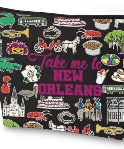 WZMPA New Orleans Louisiana Travel Cosmetic Bag New Orleans Souvenir Gifts Take Me To New Orleans Zipper Pouch Bag New Orleans City Merchandise (To New Orleans BL)