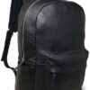 jaald 18″ Black Genuine Leather Laptop Backpack Water Resistant Casual Office Work College Bookbag Comfortable Lightweight Travel Rucksack Men