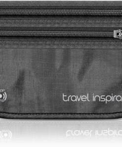 travel inspira Travel Money Belt with Anti-Theft Zippered Slim Travel Pouch RFID Blocking Passport Holder Hidden Travel Wallet under Clothes to Protect Credit Cash, Passports, and Documents, Black