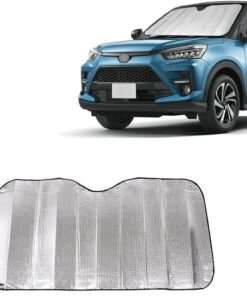 1 PC Car Front Windshield Sunshade, 51.18″ x 23.62″ Thickened Foldable for Easy Storage Insulated Reflective Foam Sunshade, Summer Essentials Accessories, Suitable for Cars, SUVs (Silver)