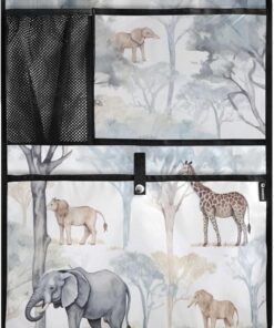 2-Pack Kick Mats Back Seat Organizer with Clear Tablet Holder and Storage Pockets – Durable Car Travel Essentials Protectors for Kids, Savannah Safari