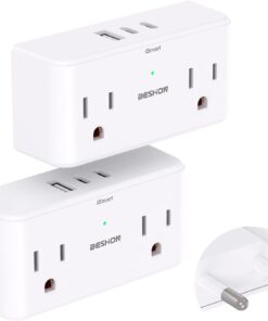 2 Pack European Travel Plug Adapter USB C, Travel Essentials, International Travel Adapter with 4 Outlets 3 USB Ports(2 USB C), US to Europe Plug Adapter to Most Europe EU Spain Italy France Germany