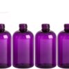 4 Ounce (120 ml) Boston Round Bottles, PET Plastic Empty Refillable BPA-Free, with Black Ribbed Fine Mist Pump Spray Caps (Pack of 8) (Purple)