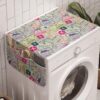Ambesonne Travel Washing Machine Organizer, Passport and Visa Stamps Illustration of Toronto Hong Kong Berlin Print, Anti-slip Fabric Cover for Washers and Dryers, 47″ x 18.5″, Eggshell and Pink