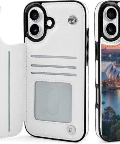Australia Sydney Bridge Cityscape Skyline Phone Case Wallet Case with Card Holder TPU Shockproof Back Shell Cover Compatible with iPhone 16 iPhone 16 Plus
