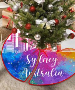 Australia Sydney Christmas Tree Skirt Travel Souvenir Heroes Series Tree Skirt Vintage Xmas Tree Ornaments for Christmas Tree Holiday Decorations 48″x48″