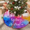 Australia Sydney Tree Skirt City Skyline Travel Christmas Tree Mat Personalized Tree Cover Mat for Holiday Party Decoration 48″x48″
