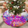 Australia Sydney Xmas Tree Skirts Mat City Skyline Travel Tree Skirt Soft Tree Skirt Cover for Christmas Tree Holiday Decorations 30″x30″