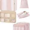 BAGSMART Hanging Packing Cubes for Travel Women, Large Capacity Luggage Organizers for Suitcases, Quilted Travel Essentials for Women, Light Pink