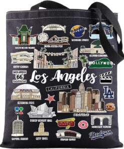 BWWKTOP Los Angeles Canvas Tote Bag Los Angeles Souvenirs Gifts Los Angeles Shopping Bag Los Angeles Vacation Gifts