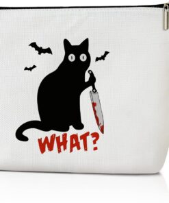 Black Cat – Cat Makeup Bag, Canvas Makeup Bag, Makeup Bag Cat Gifts For Women, Pouch Bag Toiletry Bag For Women Friends Bestie, Cosmetic Bag For Purse -M001