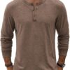 COOFANDY Men’s Henley T-Shirt Long Sleeve Casual Lightweight Pullover Shirts Soft Stretch Basic Tees Fall Tops