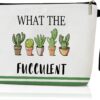 Canvas Makeup Bag – What the Fucculent, Western Makeup Bag Makeup Bag Cosmetic Bag For Purse, Pouch Bag Toiletry Bag For Women, Plant Lover Gifts For Women-M030