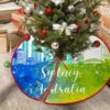 Christmas Tree Skirt 36″x36″ Australia Sydney Tree Skirt City Skyline Travel Custom Skirt Base Floor Mat Cover for Xmas Holiday Party Ornament