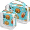 Creative Cartoon Hamburg 2pcs Clear Makeup Cosmetic Toiletry Bags for PVC Waterproof Portable Travel Storage Carry Pouch Women Men Travel Essentials with Gold Zippers Handbag Creative Cartoon Hamburg 2pcs Clear Makeup Cosmetic Toiletry Bags for PVC Waterproof Portable Travel Storage Carry Pouch Women Men Travel Essentials with Gold Zippers Handbag