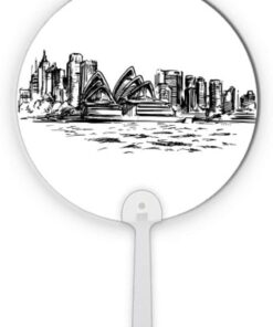 DIYthinker Australia Sydney Opera House Sketch Plastic Round Handheld Fan Decorations Craft