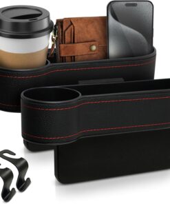 EcoNour Car Seat Gap Filler with Cup Holder (25.4 x 15.2 cm) | Car Seat Organiser Front Gap Filler | Car Accessories in Between Seats | Car Travel Accessories | Roadtrip Essentials for Adults