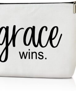 Grace Bag Grace Bags, Canvas Makeup Bag Cute Makeup Bag, Makeup Bag Cosmetic Bag For Purse, Inspirational Gifts For Women, Pouch Bag Toiletry Bag For Women -M027