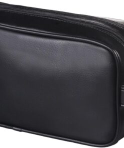 HappyDavid Soft PU Leather Zipped Travel Toiletry Bag Mens Ladies Supply Toiletry Bag Case(Black)