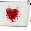 Heart Bag Cute Makeup Bag, Makeup Bag Cosmetic Bag For Purse, Canvas Makeup Bag, Pouch Bag Toiletry Bag For Women, Birthday Gifts For Women Mom -M010