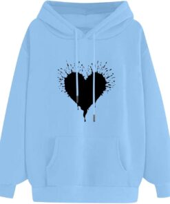 Hoodies For Women Oversized Graphic Sweatshirt Funny Heart Print Pullover 2024 Fall Fashion Tops Long Sleeve Blouse