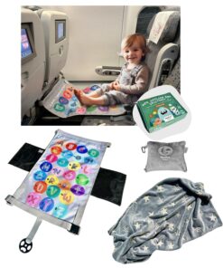 Kids Airplane Bed & Footrest 3-Piece Kit. Kids Travel Essentials, Airplane Seat Extender for Kids, Portable Toddler Bed, Toddler Airplane Bed, Airplane Foot Rest, Airplane Kids Bed