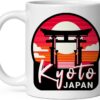 Kyoto Japan Mug for Women Men Ceramic Mugs Tea Coffee Cup with Handle Cute White Mug Size – 11 oz Funny Novelty Nice Graphic Design Print Mug for Kitchen ID44994