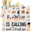MAOFAED Berlin Is Calling And I Must Go Canvas Tote Bag For Shopping Travel Berlin Vocation Gift Traveler Gift