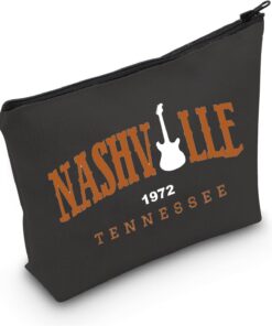 MNIGIU Country Music Cosmetic Bag Nashville Trip Makeup Zipper Pouch Girls Trip Gift Tennessee Gift (Nashville Black)