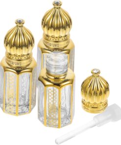 Mobestech 3pcs Essential Oil Bottling Essential Oil Bottles Roller Tiny Amber Bottles Retro Perfume Container Makeup Supply Mini Containers Refillable Roll-on Bottle Dubai Fine Glass Travel