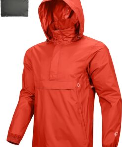 Outdoor Ventures Men’s Rain Jacket Waterproof Lightweight Packable Rain Pullover for Hiking Golf Running