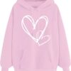 Oversized Sweatshirt for Women Funny Heart Printed Hoodie Long Sleeve Sweatshirts Casual Pullover Tops with Pockets