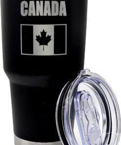 Palm City Products Premium 30 oz Canada Engraved Black Tumbler – Ideal for Souvenir Gifts for Proud Canadians