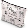 Paris Travel Gift Paris City Skyline Paris Is Always A Good Idea Zipper Pouch Makeup Bag (Paris)