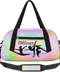 Personalized Dance Bag Gym Bag for Girl, Custom Sport Duffel Bag Weekender Bags Travel Duffel Bag Tie Dye Rainbow Gymnastics