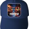 R and R Imports Tokyo Japan Design D Parent Row Navy Unisex Mesh Back Trucker Hat with Adjustable Snapback