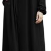Ruffle Hem Muslim Abaya Women Plus Size Crewneck Long Sleeve Maxi Dress Arabian Dubai Islamic Robe Without Headscarf
