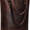 S-ZONE Women Vintage Genuine Leather Tote Bag Large Shoulder Purse Work Handbag